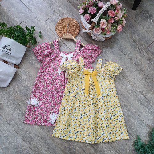 Váy hoa 2 dây tay trễ size 2-6-